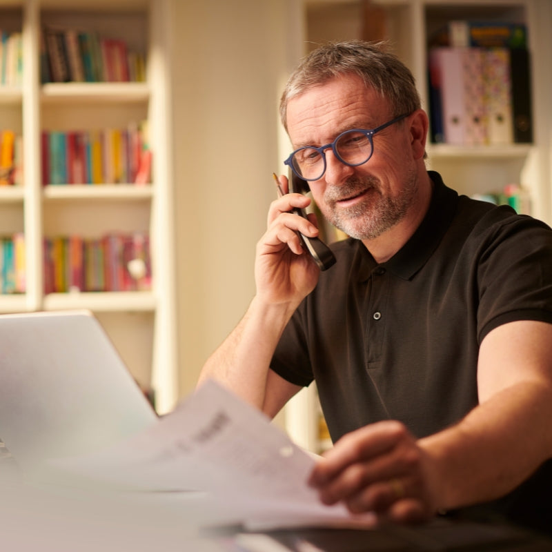 business man looking at new content creation package 